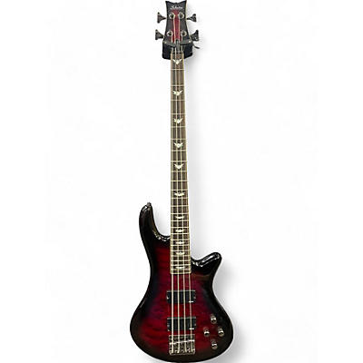 Schecter Guitar Research Used Schecter Guitar Research Stiletto Extreme 4 String Trans Crimson Red Electric Bass Guitar