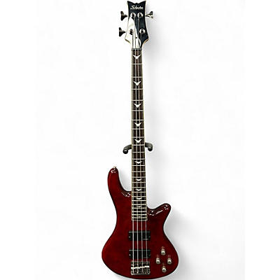 Used Schecter Guitar Research Stiletto Extreme 4 String Trans Red Electric Bass Guitar