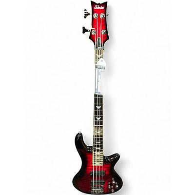 Used Schecter Guitar Research Stiletto Extreme 4 String red Electric Bass Guitar