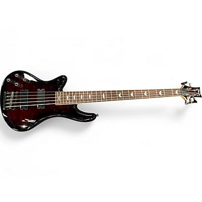 Used Schecter Guitar Research Stiletto Extreme 5 String Black Cherry Electric Bass Guitar