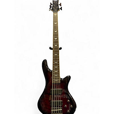 Used Schecter Guitar Research Stiletto Extreme 5 String Black Cherry Electric Bass Guitar
