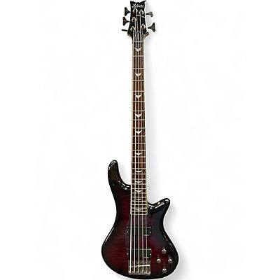 Used Schecter Guitar Research Stiletto Extreme 5 String Black Cherry Electric Bass Guitar