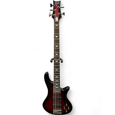 Used Schecter Guitar Research Stiletto Extreme 5 String Candy Red Burst Electric Bass Guitar