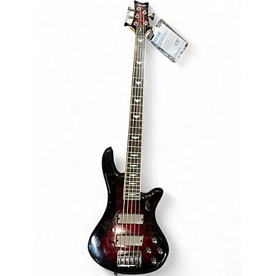 Used Schecter Guitar Research Stiletto Extreme 5 String Crimson Red Trans Electric Bass Guitar