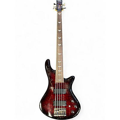 Used Schecter Guitar Research Stiletto Extreme 5 String Fretless Black Cherry Electric Bass Guitar