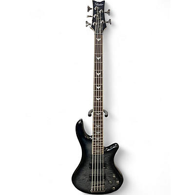 Used Schecter Guitar Research Stiletto Extreme 5 String See-Thru Black Electric Bass Guitar