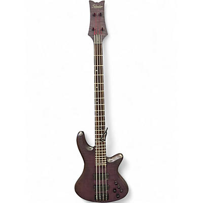 Used Schecter Guitar Research Stiletto Studio 4 String Fretless Trans Purple Electric Bass Guitar