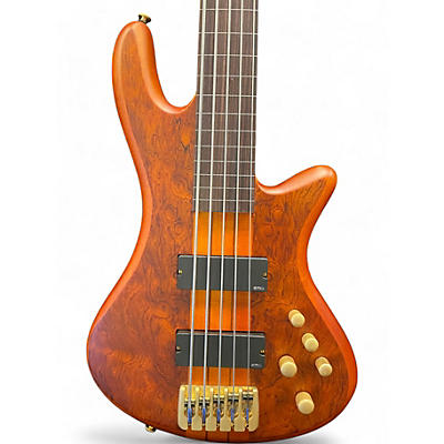 Used Schecter Guitar Research Stiletto Studio 5 String Fretless Active Honey Satin Electric Bass Guitar