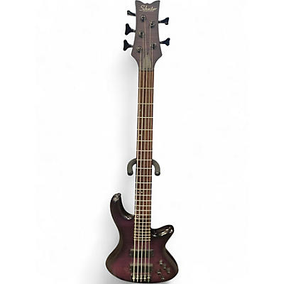 Used Schecter Guitar Research Stiletto Studio 5 String Fretless Trans Purple Electric Bass Guitar
