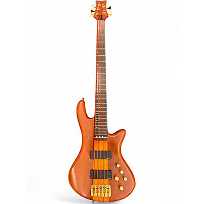Used Schecter Guitar Research Stiletto Studio 5 String Honey Satin Electric Bass Guitar