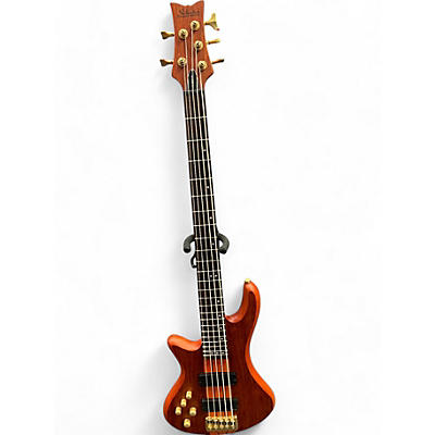 Schecter Guitar Research Used Schecter Guitar Research Stiletto Studio 5 String Left Handed Amber Electric Bass Guitar