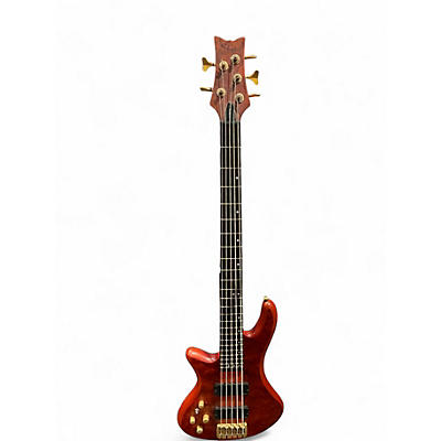 Used Schecter Guitar Research Stiletto Studio 5 String Left Handed Satin Honey Electric Bass Guitar