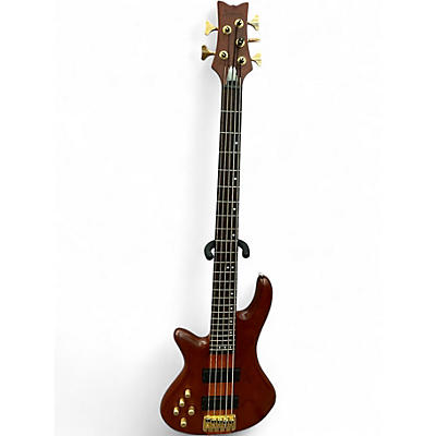 Used Schecter Guitar Research Stiletto Studio 5 String Left Handed Satin Honey Electric Bass Guitar