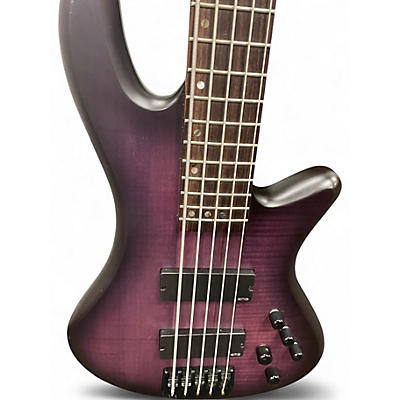 Used Schecter Guitar Research Stiletto Studio 5 String Purple Electric Bass Guitar