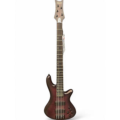Used Schecter Guitar Research Stiletto Studio 5 String Trans Purple Electric Bass Guitar