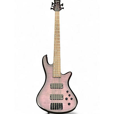 Used Schecter Guitar Research Stiletto Studio 5 String Trans Purple Electric Bass Guitar