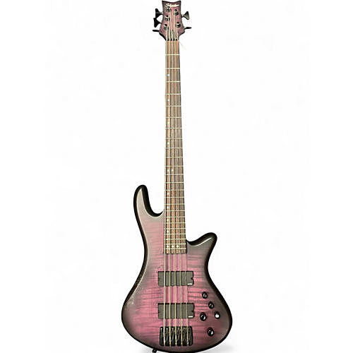 Used Schecter Guitar Research Stiletto Studio 5 String Trans Purple Electric Bass Guitar Trans Purple
