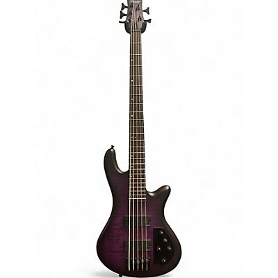 Used Schecter Guitar Research Stiletto Studio 5 String Trans Purple Electric Bass Guitar