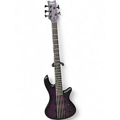 Used Schecter Guitar Research Stiletto Studio 5 String Trans Purple Electric Bass Guitar
