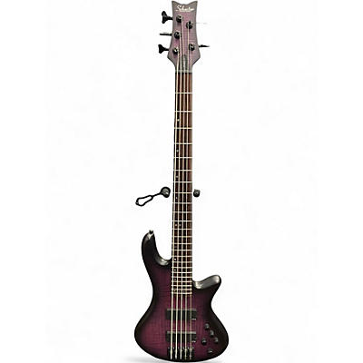 Used Schecter Guitar Research Stiletto Studio 5 String Trans Purple Electric Bass Guitar