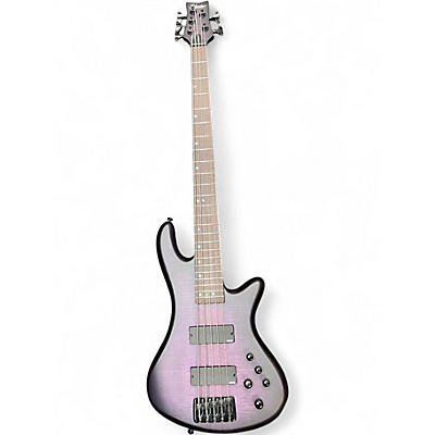 Used Schecter Guitar Research Stiletto Studio 5 String Transparent Purple Electric Bass Guitar
