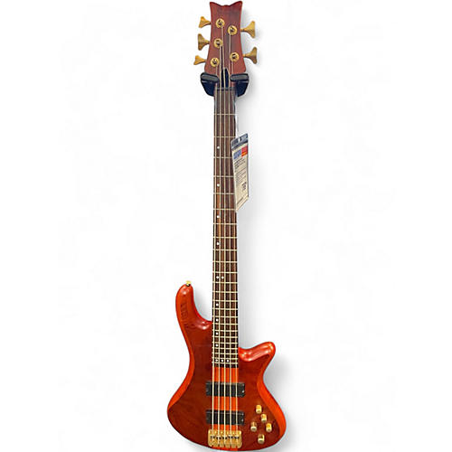 Used Schecter Guitar Research Stiletto Studio 5 String honey satin Electric Bass Guitar honey satin