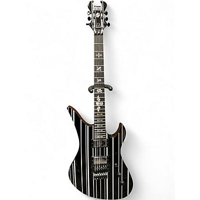 Used Schecter Guitar Research Synyster Gates Signature Custom Black with Silver Pinstripes Solid Body Electric Guitar