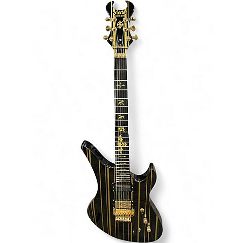 Used Schecter Guitar Research Synyster Gates Signature Custom S Black and Gold Solid Body Electric Guitar Black and Gold