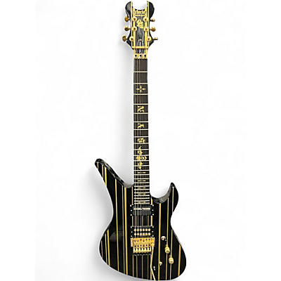 Used Schecter Guitar Research Synyster Gates Signature Custom S Black and Gold Solid Body Electric Guitar