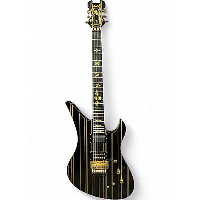 Used Schecter Guitar Research Synyster Gates Signature Custom S Black and Gold Solid Body Electric Guitar