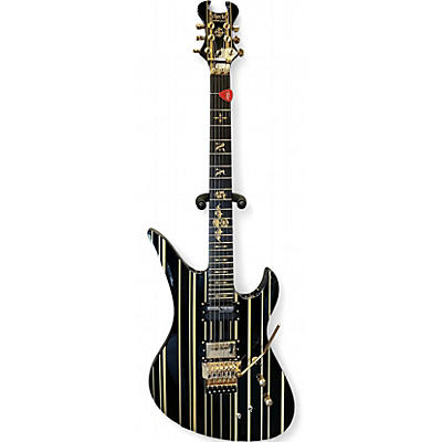 Used Schecter Guitar Research Synyster Gates Signature Custom S Black with Gold Pinstripes Solid Body Electric Guitar