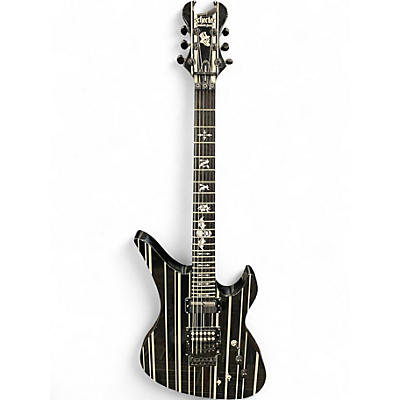 Used Schecter Guitar Research Synyster Gates Signature Custom S Black with Silver Pinstripes Solid Body Electric Guitar