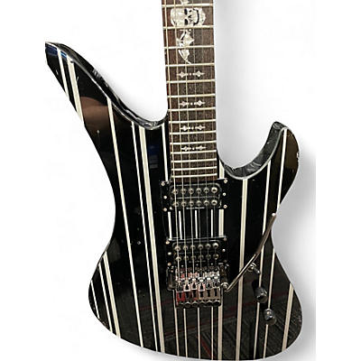 Used Schecter Guitar Research Synyster Gates Signature Custom S Black with Silver Pinstripes Solid Body Electric Guitar