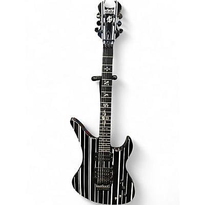 Used Schecter Guitar Research Synyster Gates Signature Custom S Black with White Pinstripes Solid Body Electric Guitar