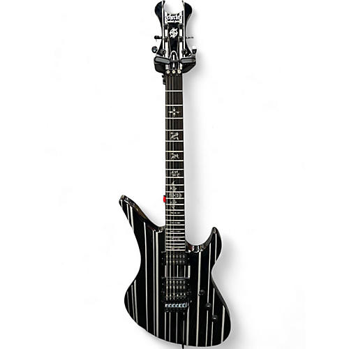 Used Schecter Guitar Research Synyster Gates Signature Custom S black pin stripes Solid Body Electric Guitar black pin stripes