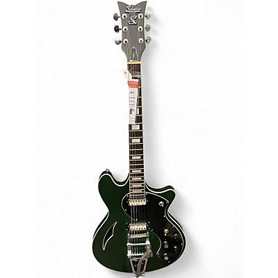 Used Schecter Guitar Research T S/H-1 Worn Emerald Green Hollow Body Electric Guitar