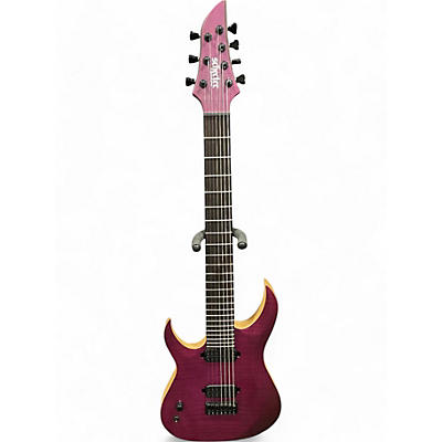 Used Schecter Guitar Research TAO 7 LEFT HANDED Trans Purple QUILT Solid Body Electric Guitar