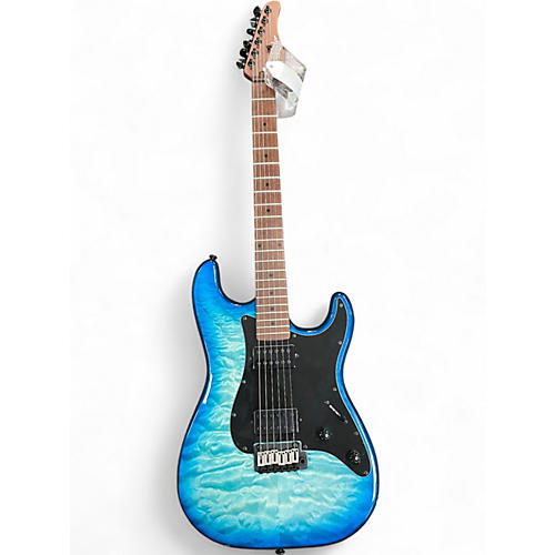 Used Schecter Guitar Research TRADITIONAL PRO Trans Blue Solid Body Electric Guitar Trans Blue