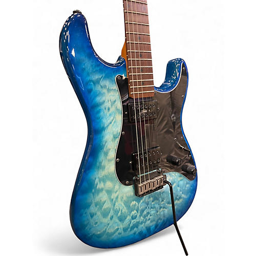 Used Schecter Guitar Research TRADITONAL PRO Trans Blue Solid Body Electric Guitar Trans Blue