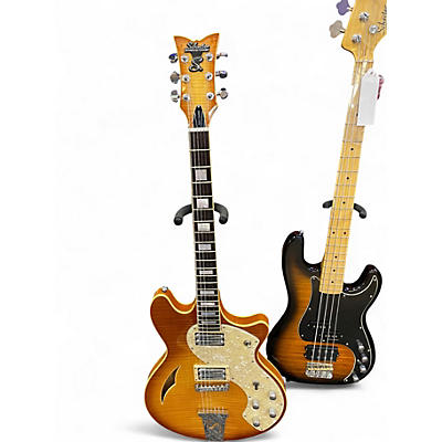 Used Schecter Guitar Research TSH1 classic 2 Tone Sunburst Hollow Body Electric Guitar