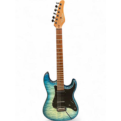 Used Schecter Guitar Research Traditional Pro Trans Blue Solid Body Electric Guitar Trans Blue