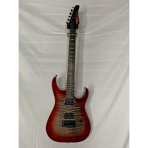 Schecter Guitar Research Used Schecter Guitar Research USA Custom Shop Sunset 24-6 Hipshot Electric Red Satin Black Burst Solid Body Electric Guitar Red Satin Black Burst