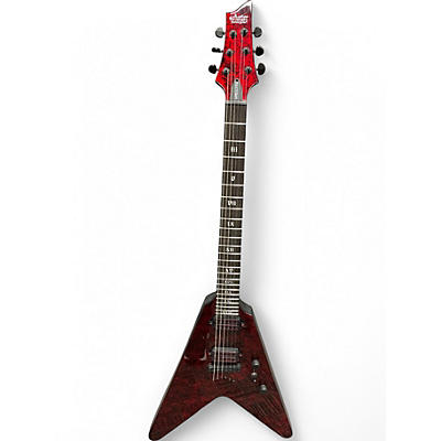 Used Schecter Guitar Research V1 Apocalypse Crimson Red Trans Solid Body Electric Guitar