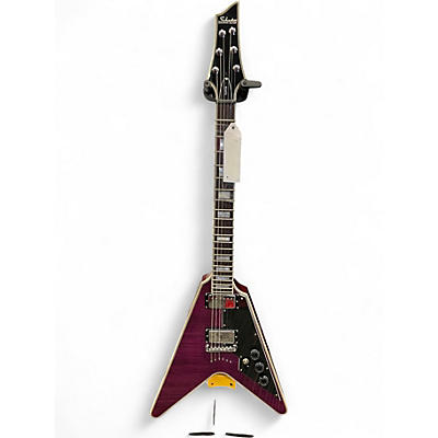 Used Schecter Guitar Research custom v Trans Purple Solid Body Electric Guitar
