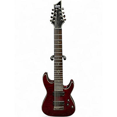 Used Schecter Guitar Research damien elite 8 Red Solid Body Electric Guitar
