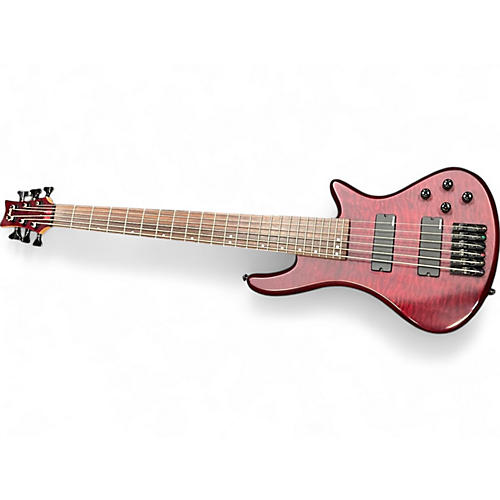 Used Schecter Guitar Research diamond Trans Red Electric Bass Guitar Trans Red