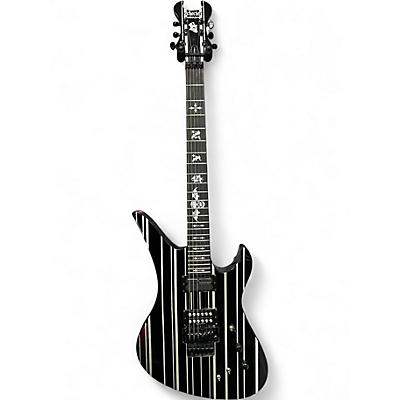 Used Schecter Guitar Research diamond series Black and White Solid Body Electric Guitar