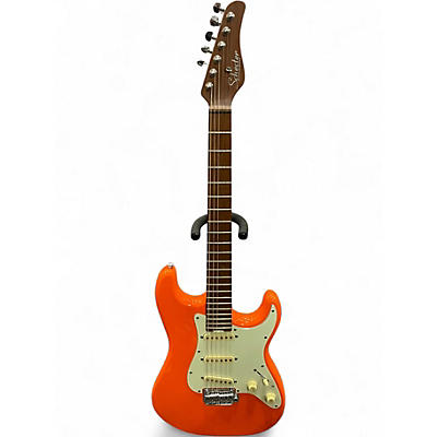 Used Schecter Guitar Research diamond series Orange Solid Body Electric Guitar