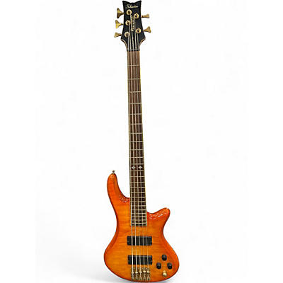 Used Schecter Guitar Research diamond series elite 5 Honey Burst Electric Bass Guitar