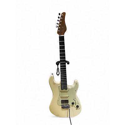 Used Schecter Guitar Research diamond series nick Johnson Classic White Solid Body Electric Guitar